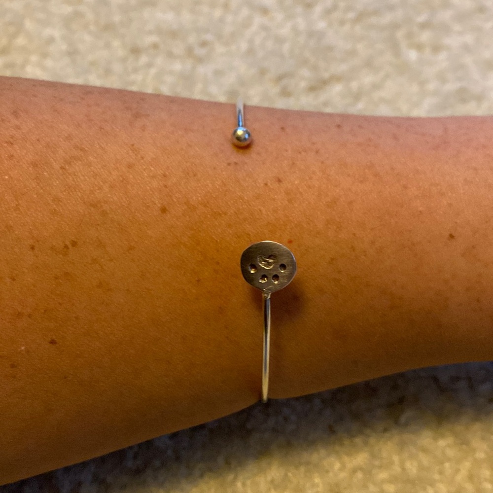 Cat paw silver bangle